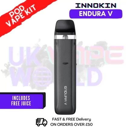Black Innokin Endura V Pod Kit + Free 2x Salt
