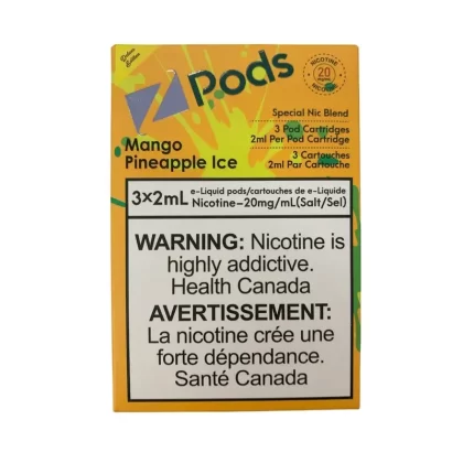 Zpods Stlth Compatible Mango Pineapple Ice - Nicotine#Supreme Nic Blend - 20 MG with 50 MG Throat HitOutside Ontario>Ontario