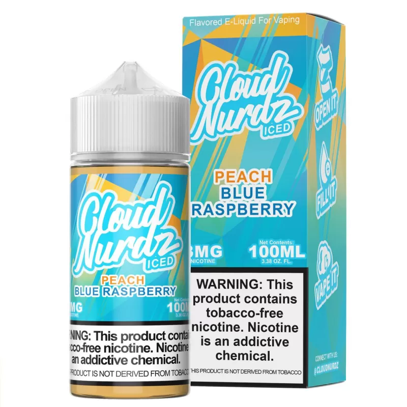 Cloud Nurdz TFN Premium E-Liquid 100ml - Peach Blue Razz / 3mg - Image 3