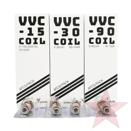 Vandy Vape VVC Replacement Coils – 4 Pack - 0.15ohm VVC-15, 0.3ohm VVC-30