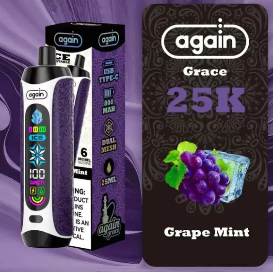 Again Grace Shisha Disposable Rechargeable Vape (25,000 Puffs) - Watermelon / 6 mg - Image 2