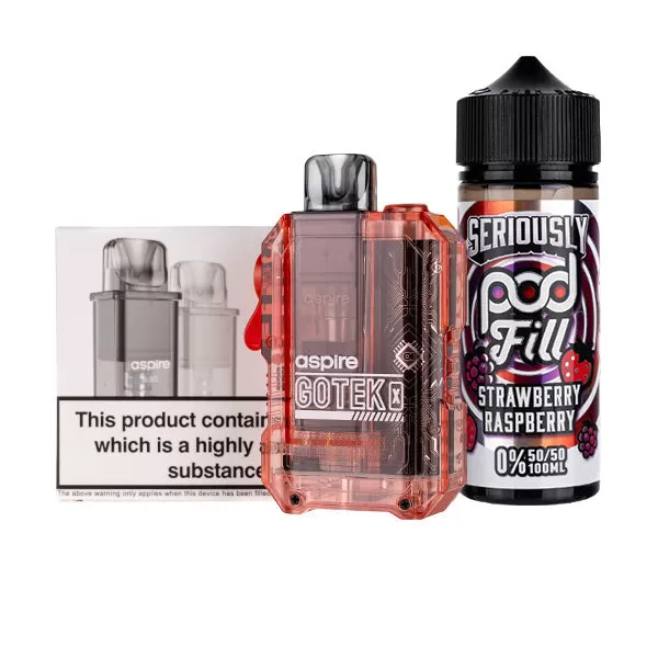 Aspire GoTek X Nicotine Free Bundle - Translucent Orange / 0.8ohm - Image 2