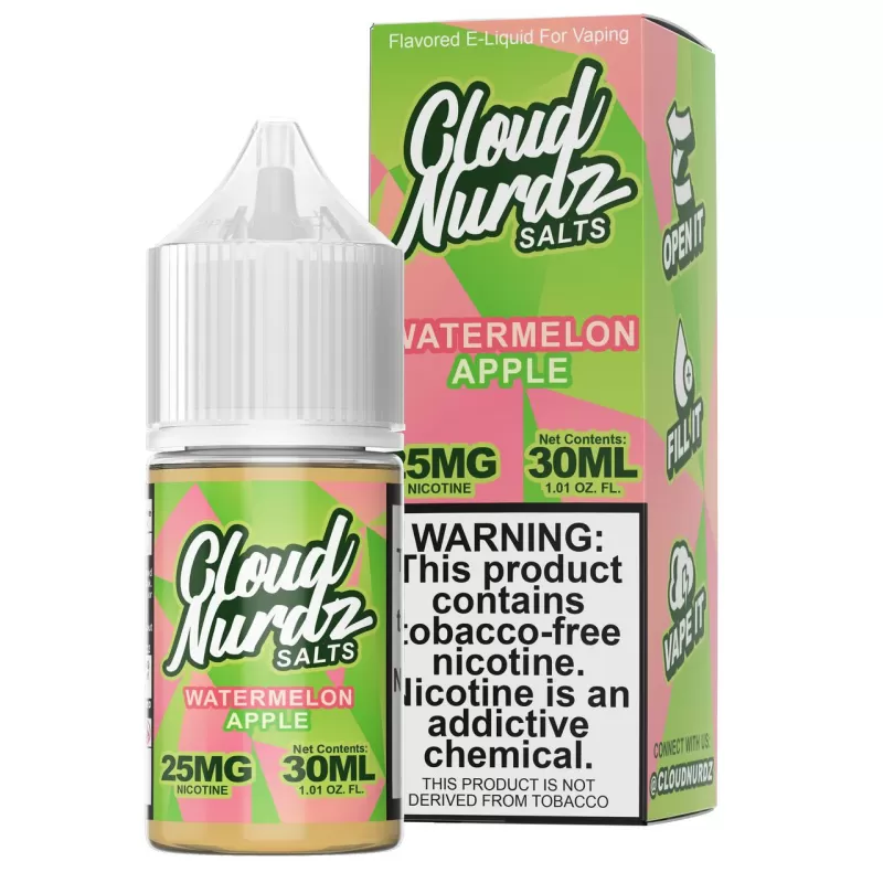 Cloud Nurdz TFN Salt Premium E-Liquid 30ml - Sour Watermelon Strawberry / 50mg - Image 3