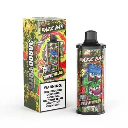 Razz Bar 30000 Puffs Disposable Vape - Flavors#Triple Melon>Strawberry Ice>Sour Apple>Mango Peach Watermelon>Strawberry Banana>Blueberry Ice>Juicy Peach Ice>Strawberry Kiwi>Watermelon Ice>Su