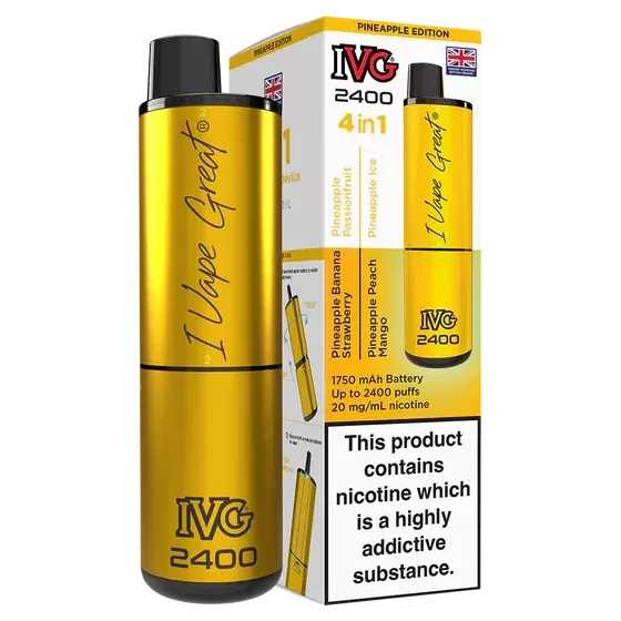 IVG 2400 Rechargeable Vape Pineapple Edition - Strength#20mg