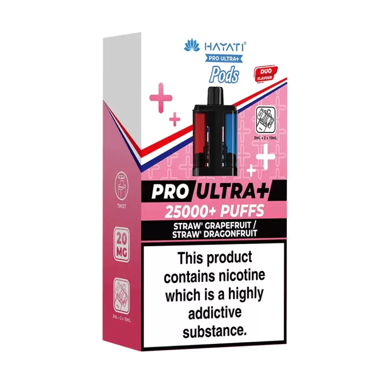 Hayati 25k Pro Ultra Plus Replacement Pods – Strawberry Grapefruit & Strawberry Dragonfruit