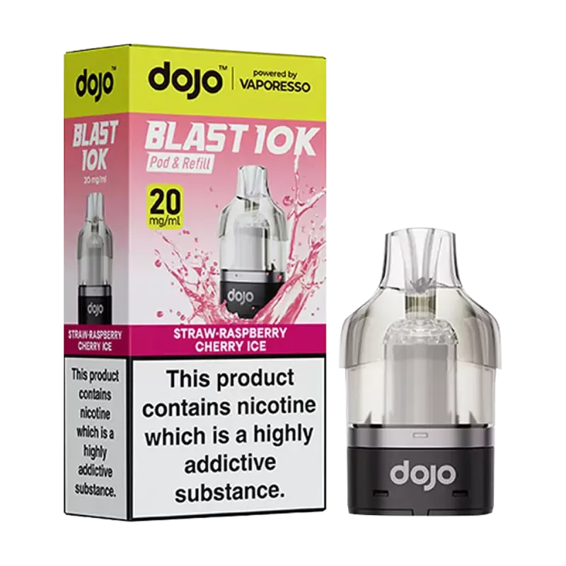 Straw-Raspberry Cherry Ice Dojo Blast 10K Refill Pack - 20mg - Vape Product