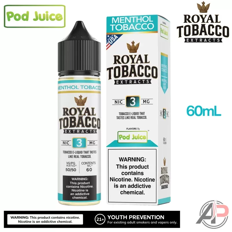 Pod Juice Royal Tobacco Extracts Menthol Tobacco E-Liquid 60mL - Vape Product, Vape Product (1405B3)