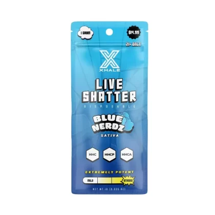 Xhale Live Shatter HHC Vaporizer – 1000mg - Strain#Blue Nerdz (S)>Purple Nerdz (I)>Pink Nerdz (H) (A3F7CB)