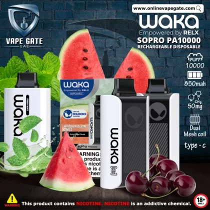 Waka SoPro PA10000 Rechargeable Disposable Vapes (10,000 Puffs) - 50 mg / Strawberry Kiwi