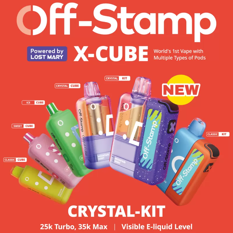 Off-Stamp X-CUBE "CRYSTAL CUBE" 35K Disposable KIT Powered By LOST MARY – 35000 Puffs - Black Mint