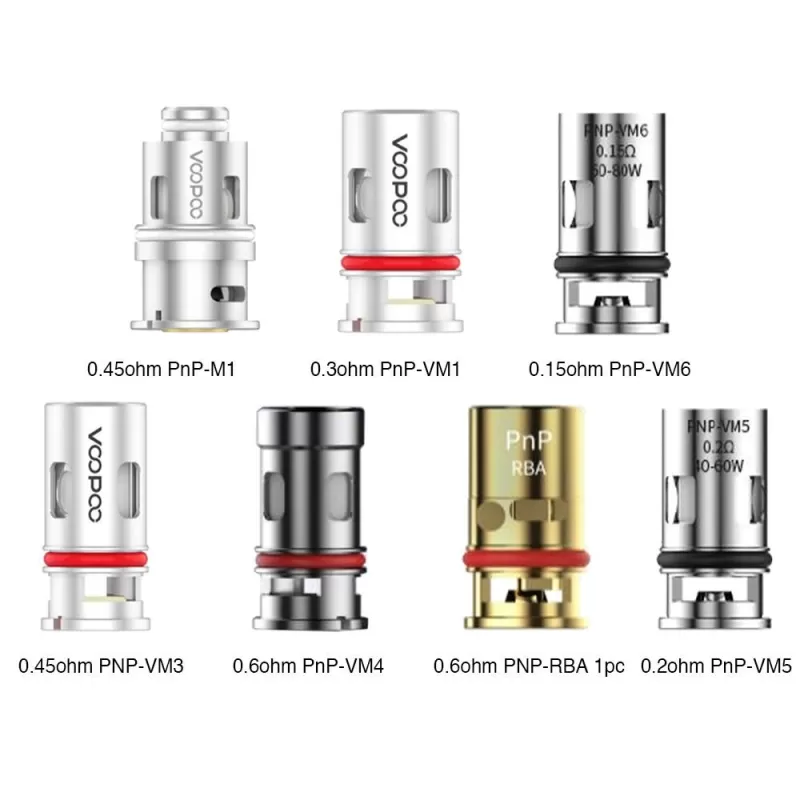 VOOPOO PnP Replacement Mesh Coil for Drag Baby/Mini/2/S/X/VINCI Series Kit/Argus Pro/PnP 20/22/V.SUIT/Doric 60/Drag E60/Drag H80 S 5pcs-pack - PNP-TR1 1.2ohm