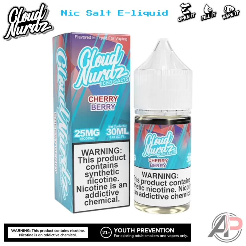 Cloud Nurdz Cherry Berry Iced E-Liquid 100mL - Image 2