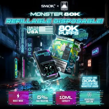 Monster 80K Refillable Disposable - blueberry peach ice