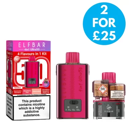 20mg Elf Bar 4 in 1 Ultra 50 Prefilled Pod Vape Kit - Vape Co