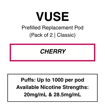 Vuse eLiquids – Cherry – 1.6% (18mg/ml)/ 2.5% (28.5mg/ml)