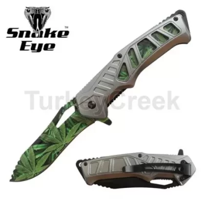 Snake Eye Tactical Spring Assist Knife – Green Leaf