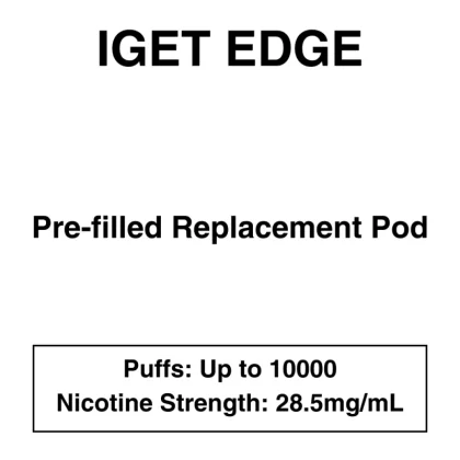 IGET Edge – Prefilled Replacement Pod – 28.5mg/mL Nicotine – Up to 10000 Puffs – 1 Pod - Apple Kiwifruit, Blackberry Cherry; Apple, Berry