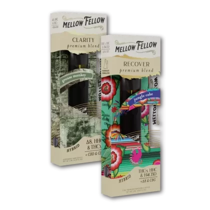 Mellow Fellow Clarity (Grease Monkey) & Recover (Jungle Cake) 2ml Disposable Vape – Day/Night Bundle