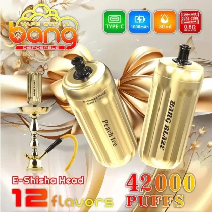 Bang E-Shisha Head 42000 Puffs | 42K puffs gold LED display bulk disposable vape - Aiviouvapes