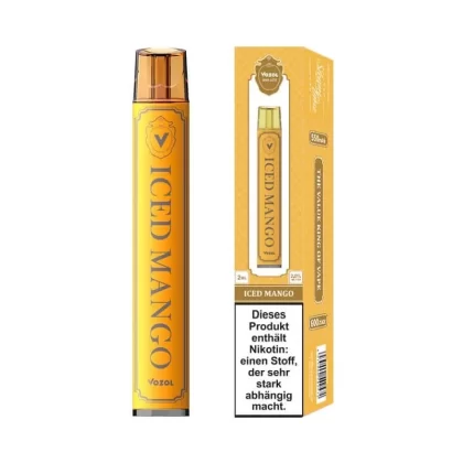 VOZOL BAR 500 – Iced Mango - Vozol / Mango / Ice / pflanzliches Glycerin / Aromastoffe / Nikotinsalz / Propylenglykol / 400 mAh / 20mg/ml / ca. 500