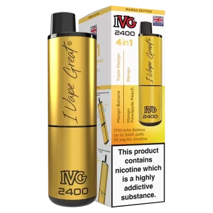 IVG 2400 Rechargeable Vape Mango Edition - Strength#20mg