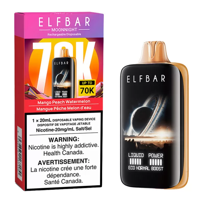 Elf Bar MoonNight 70K Disposable Vape Device - Mango Peach Watermelon 20ml - 20mg/ml