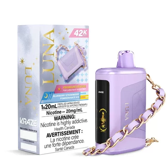 Kraze Luna Disposable Vape – 42K Puffs – Blueberry Strawberry Pomegranate Ice