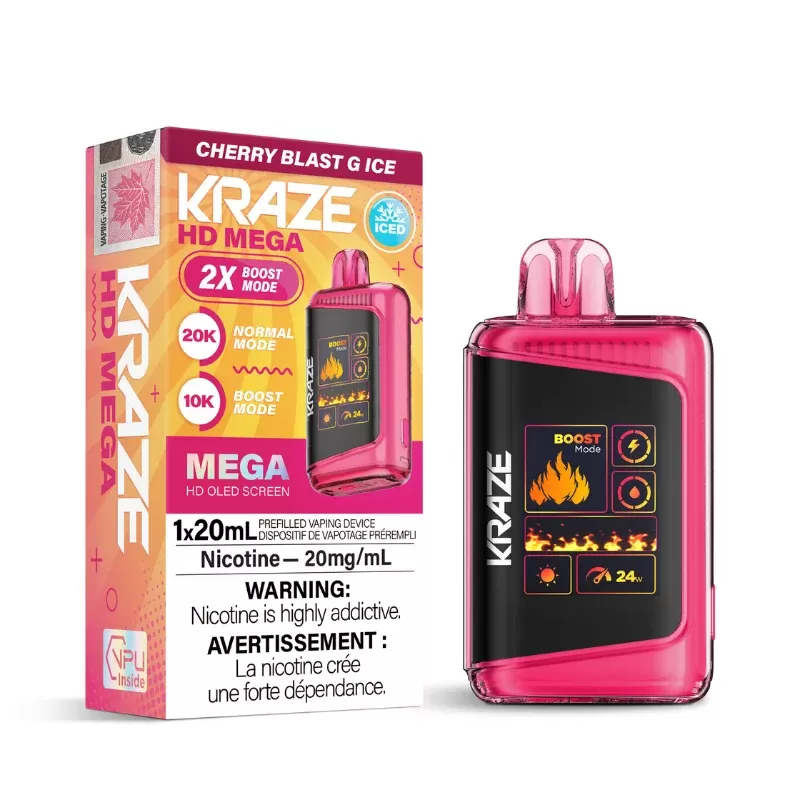 Kraze HD Mega Cherry Blast Ice (20K Puffs) Disposable Vape