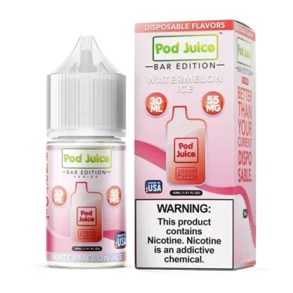 Pod Juice Salt PJ 5000 Series Watermelon Ice Tobacco Free Nicotine E-Juice 30ml - Ecigmafia