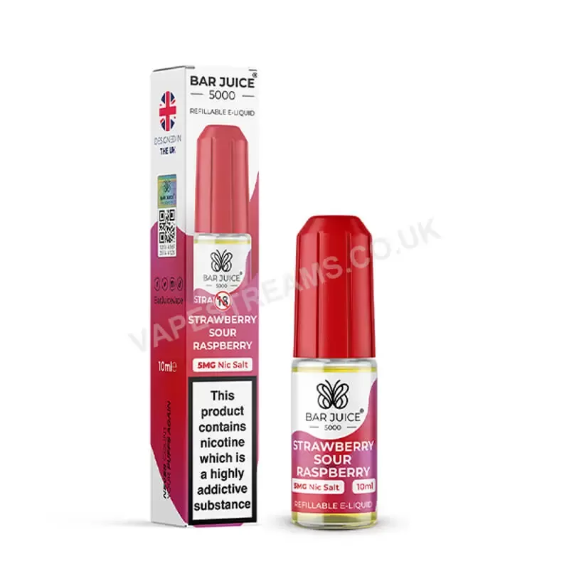 Bar Juice 5000 Strawberry Sour Raspberry Nic Salt E-Liquid - Vapestreams Co