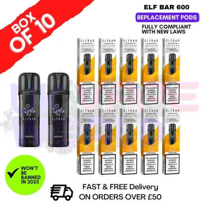 Elf Bar 600 Puff Mango Replacement Pods Box of 10