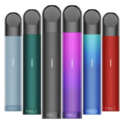 RELX Essential Vape Pod Kit - black white blue red neon purple green