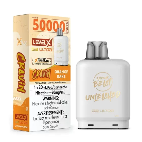 Flavour Beast Level X G2 Ultra Pod – 50k Puffs – Cravin’ Orange Bake