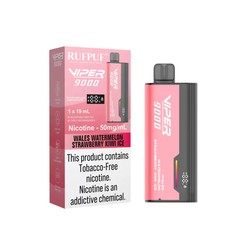 Rufpuf Viper Disposable – Wales Watermelon Strawberry Kiwi Ice 50mg (9000Puffs) - Vapebazaar Pk