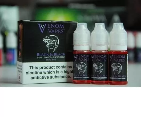 Black & Black – Venom Vapes Premium E-liquid 80VG – TPD - Vapestorm Co