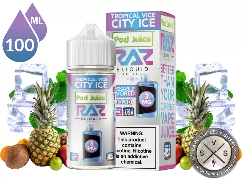 Tropical Vice City Ice Pod Juice x RAZ 100ml - Vape Product, Vape Product