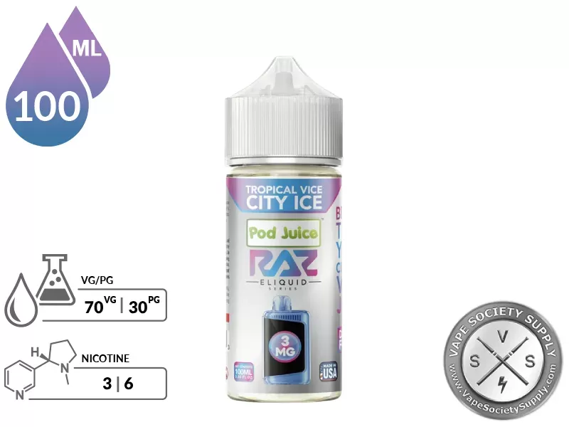Tropical Vice City Ice Pod Juice x RAZ 100ml - Vape Product, Vape Product - Image 2
