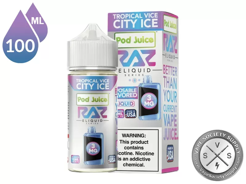 Tropical Vice City Ice Pod Juice x RAZ 100ml - Vape Product, Vape Product - Image 3