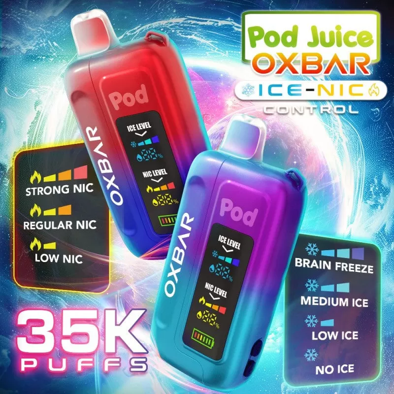 OXBAR x Pod Juice ICE-NIC 35K - Golden Reserve Tobacco - Vapeciga - Image 2