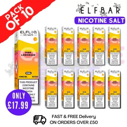 Pink Lemonade ElfLiq Nic Salt BOX OF 10 – ONLY £17.99