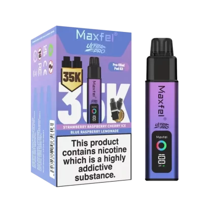 Maxfel Ultra Pro 35K Prefilled Pod Vape Kit - Strawberry Raspberry Cherry Ice / Blue Raspberry Lemonade, Strawberry Ice / Strawberry Watermelon