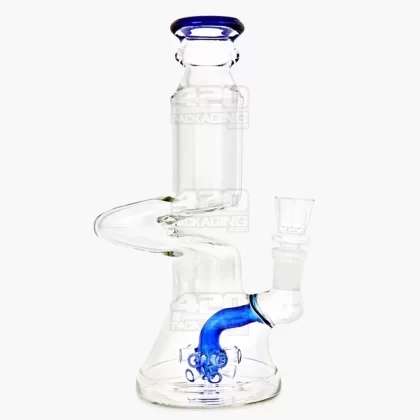 Z-Neck Atomic Perc Glass Beaker Water Pipe | 7in Tall – 14mm Bowl – Blue