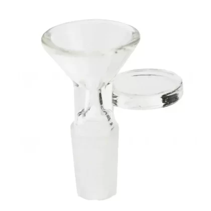 Bowl | Funnel Style w/ Flat Side Handle | 14mm – Clear – 24 Count - Vape Store