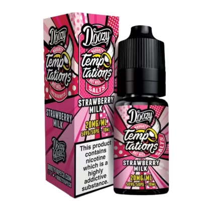Strawberry Milk Nic Salt E-Liquid Temptations Series by Doozy Vape Co (10ml) - 20mg