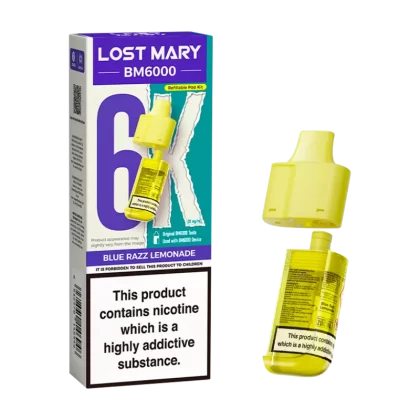 Blue Razz Lemonade Lost Mary BM6000 Refill Pack - 20mg - Vape Product (FAFC1A)