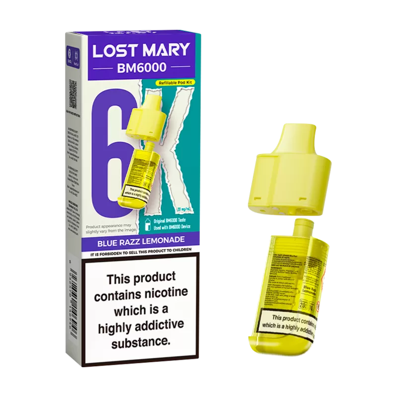 Blue Razz Lemonade Lost Mary BM6000 Refill Pack - 20mg - Vape Product (FAFC1A)