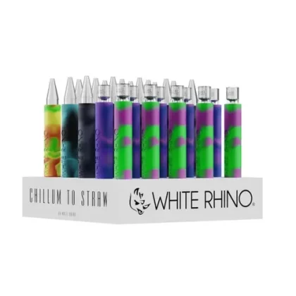 White Rhino Chillum To Straw Quartz Original Pyrex – Assorted Colors (25 Count Display)