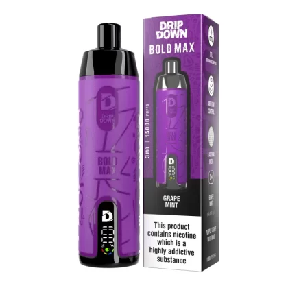 Drip Down Bold Max Grape Mint – 15000 Puffs 3mg DTL Disposable Vape