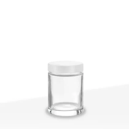 Glass Jars with Caps | Straight Sided w/ White Caps | 4oz – Clear – 120 Count